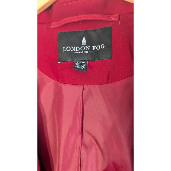 London Fog Womens All Weather Coat XL RED Silver clasps Preppy Classic Hooded - Picture 4 of 9
